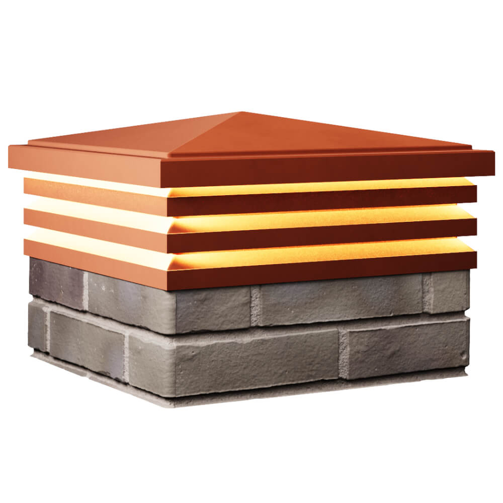 Колпак Zking Бона ХайТек Красный на столб 1.5х1.5 кирпича (385х385мм) с подсветкой