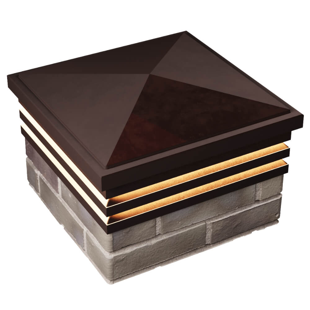 Колпак Zking Бона ХайТек Коричневый на столб 1.5х1.5 кирпича (385х385мм) с подсветкой в Вельске фото