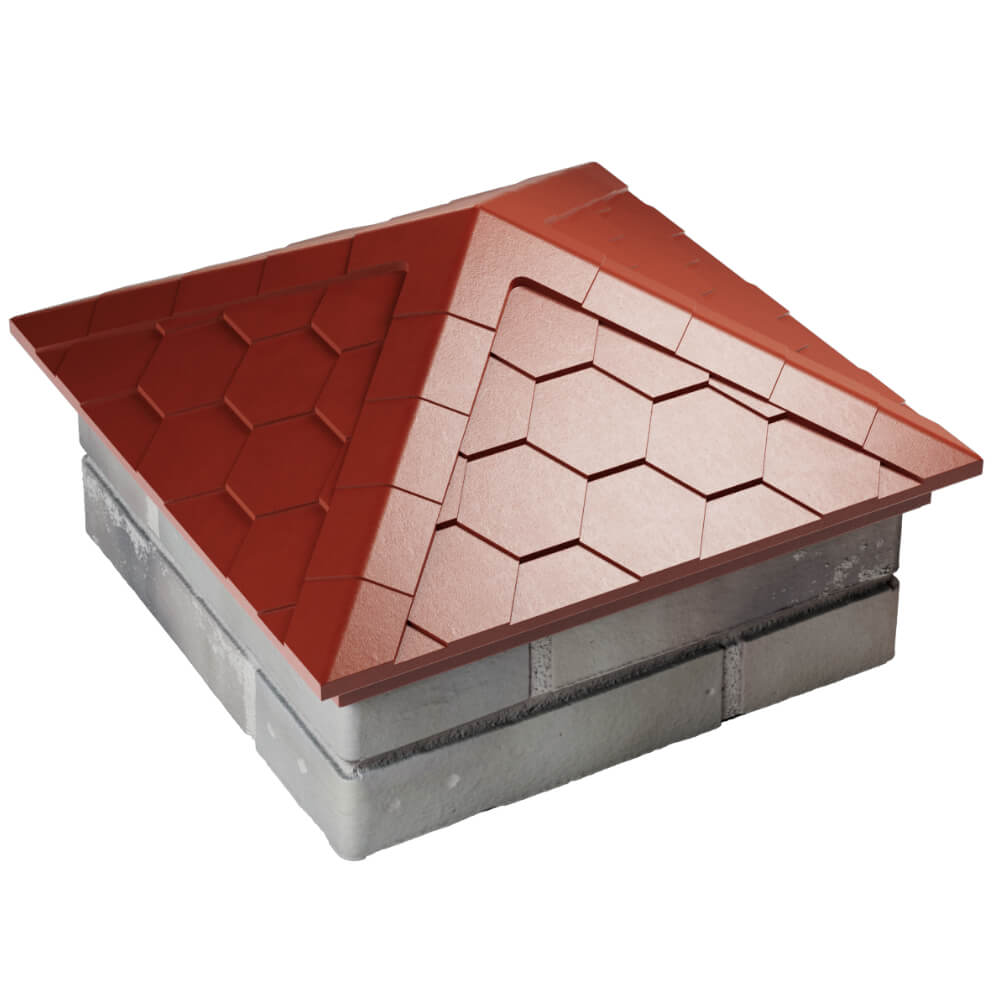 Колпак Zking Эверест Красный на столб 1.5х1.5 кирпича (390х390мм) в Вельске фото