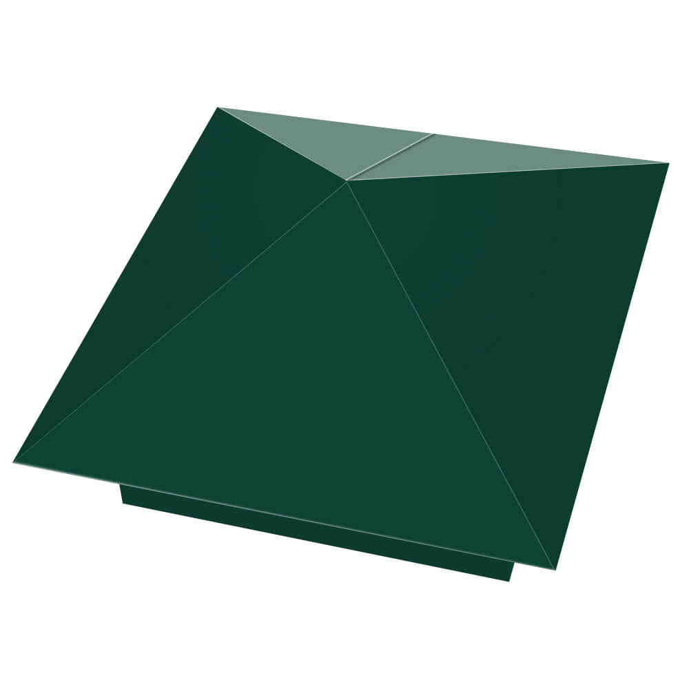 Колпак металлический 390х390мм RAL6005 Зеленый Мох заборный Вельск фото