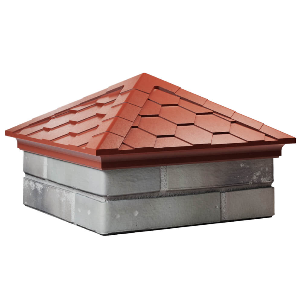 Колпак Zking Эверест Красный на столб 1.5х1.5 кирпича (390х390мм) в Вельске фото