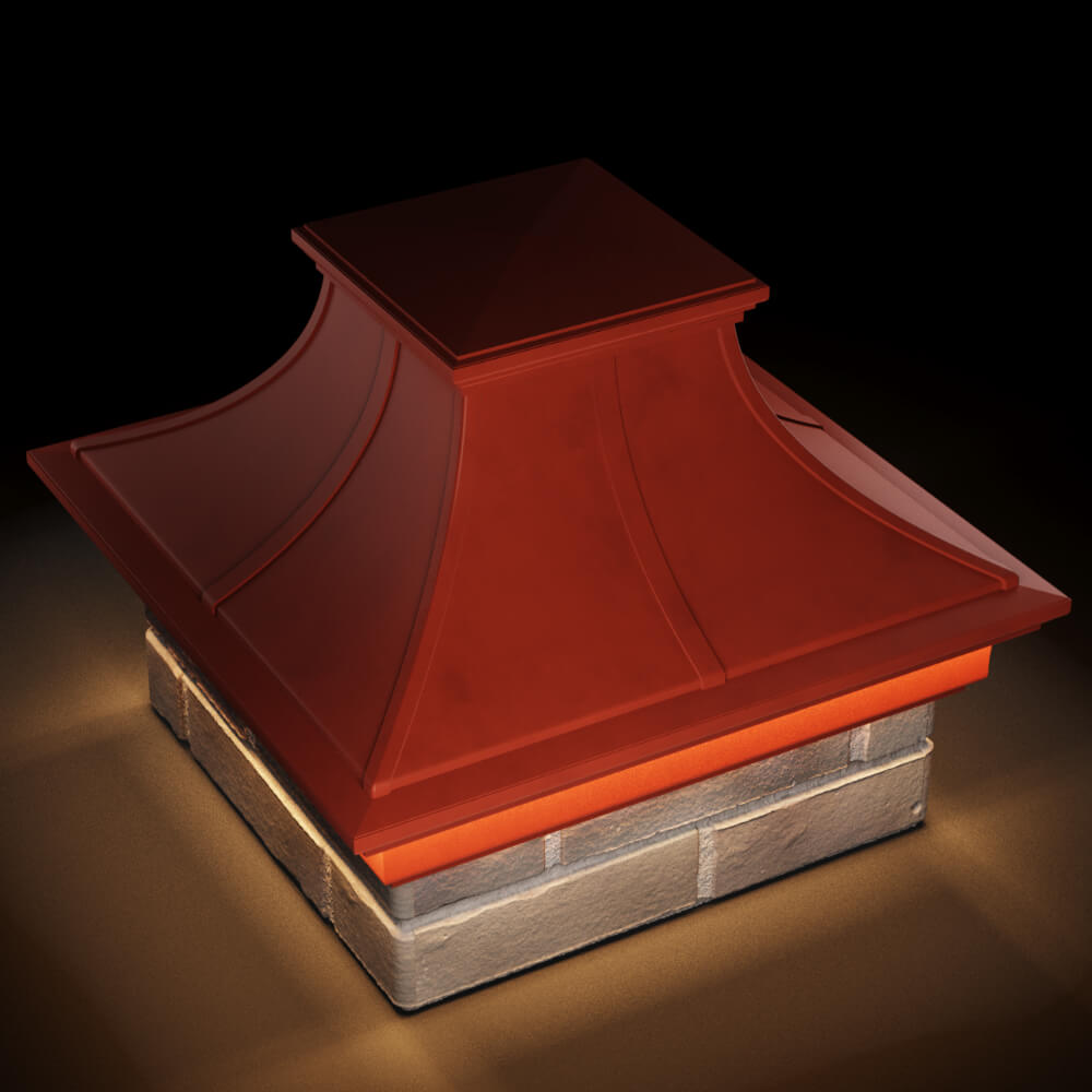 Колпак Zking Монблан Премиум Красный на столб 1.5х1.5 кирпича (385х385мм) с подсветкой в Вельске фото