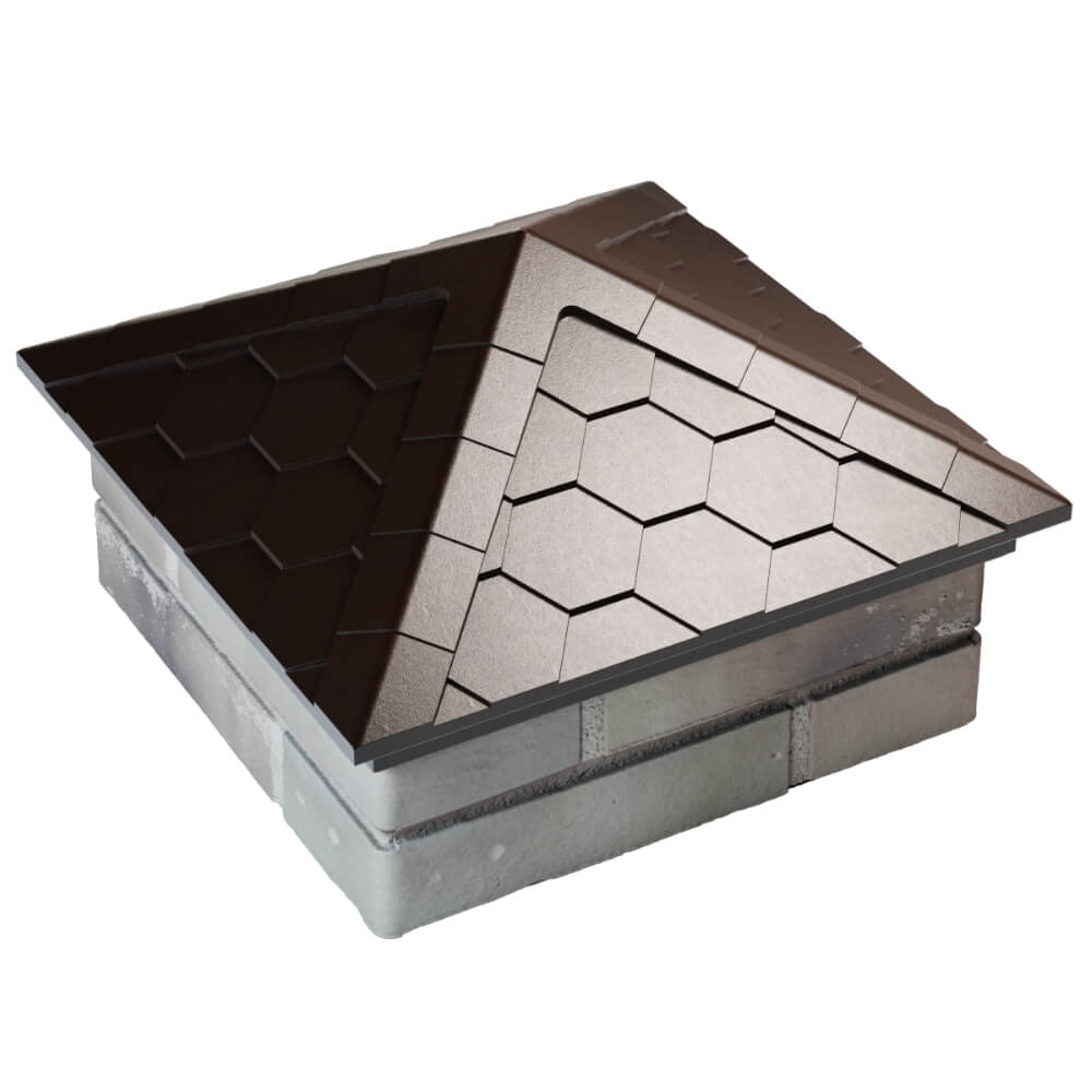 Колпак Zking Эверест Коричневый на столб 1.5х1.5 кирпича (390х390мм) в Вельске фото