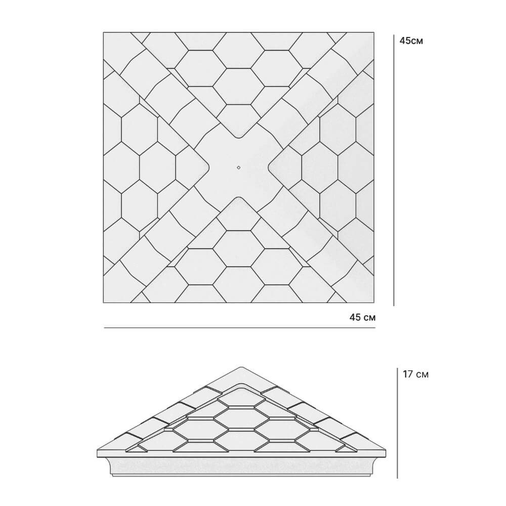 Колпак Zking Эверест Серый на столб 1.5х1.5 кирпича (390х390мм) в Вельске фото