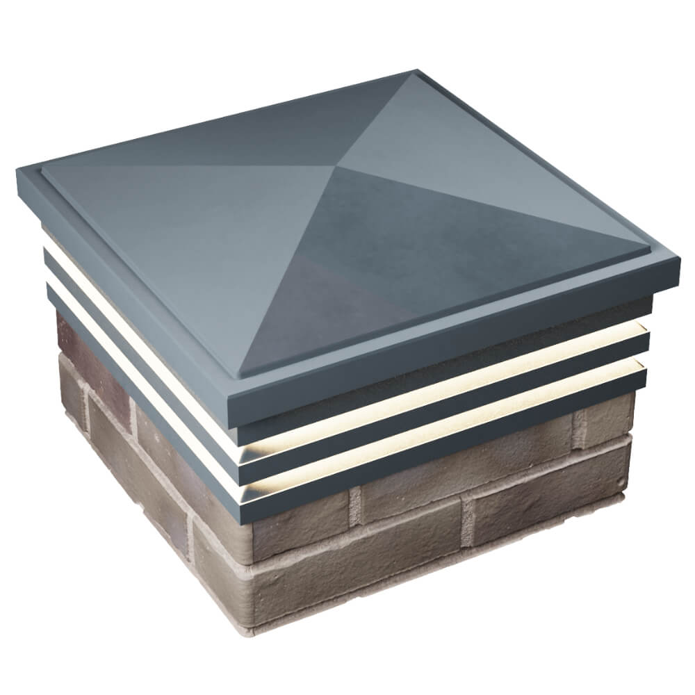 Колпак Zking Бона ХайТек Серый на столб 1.5х1.5 кирпича (385х385мм) с подсветкой в Вельске фото