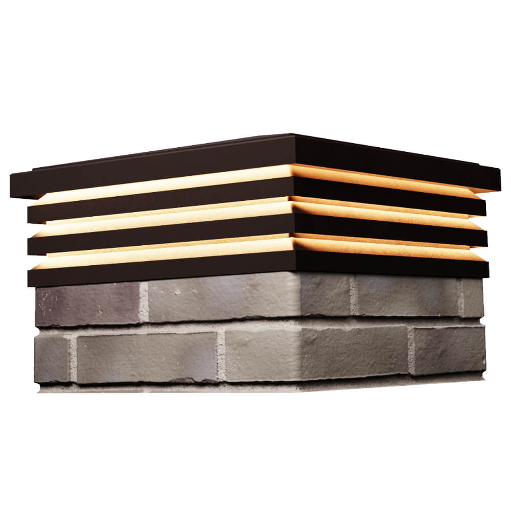 Колпак Zking Бона ХайТек Коричневый на столб 1.5х1.5 кирпича (385х385мм) с подсветкой в Вельске фото