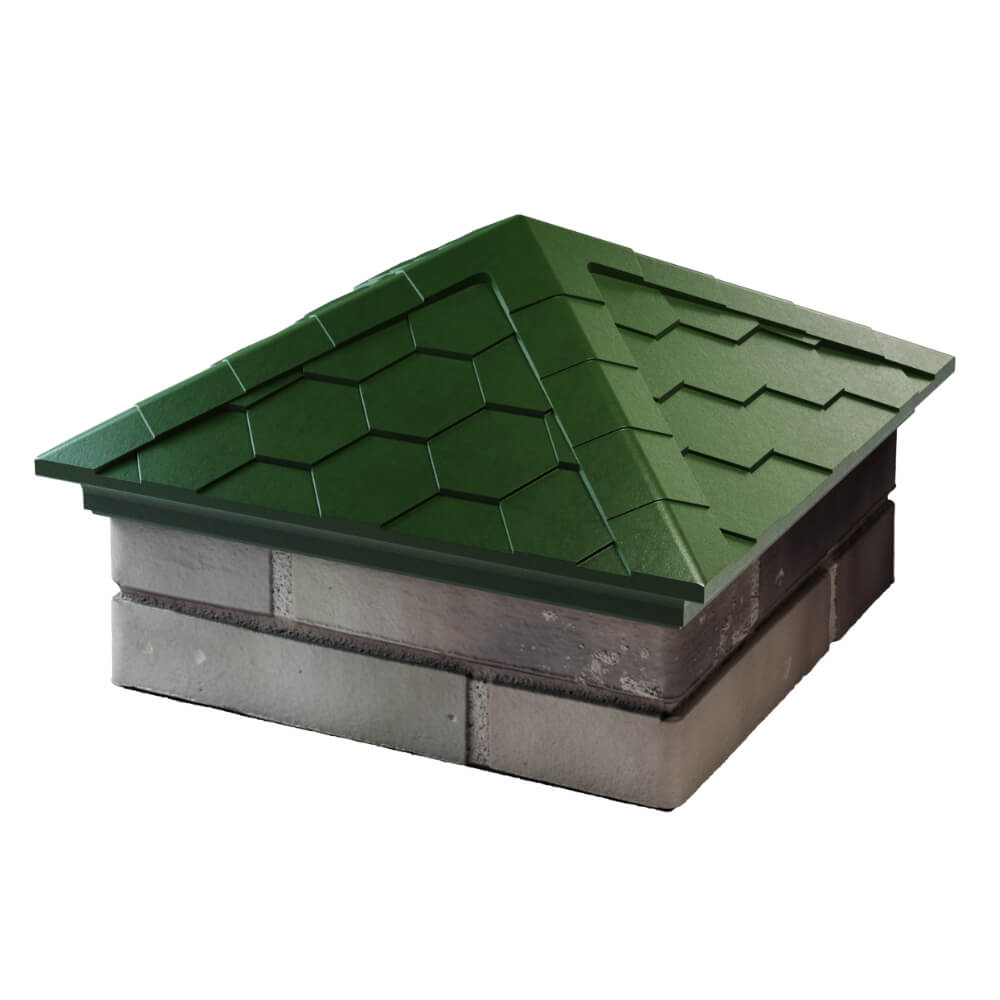 Колпак Zking Эверест Зеленый на столб 1.5х1.5 кирпича (390х390мм) в Вельске фото