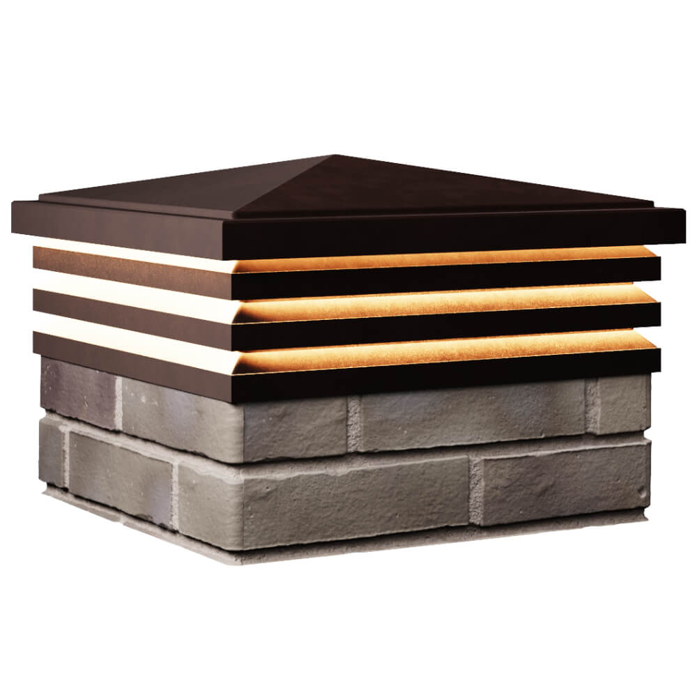 Колпак Zking Бона ХайТек Коричневый на столб 1.5х1.5 кирпича (385х385мм) с подсветкой в Вельске фото