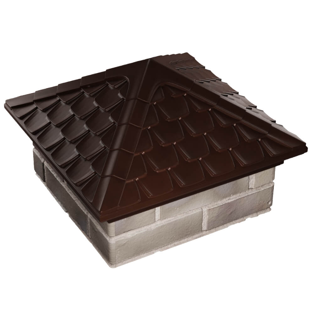 Колпак Zking Эльбрус Коричневый на столб 1.5х1.5 кирпича (385х385мм) в Вельске фото