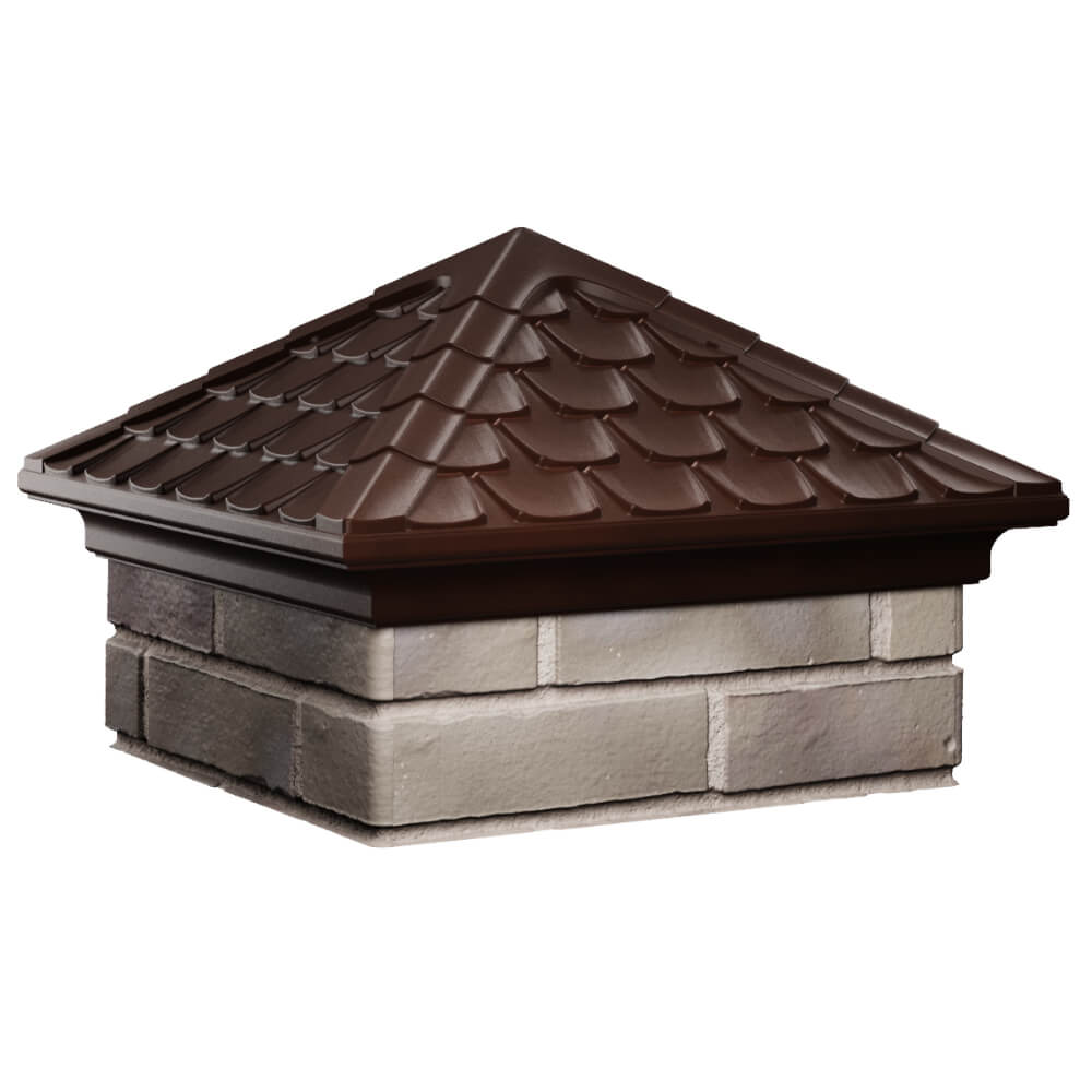 Колпак Zking Эльбрус Коричневый на столб 1.5х1.5 кирпича (385х385мм) в Вельске фото