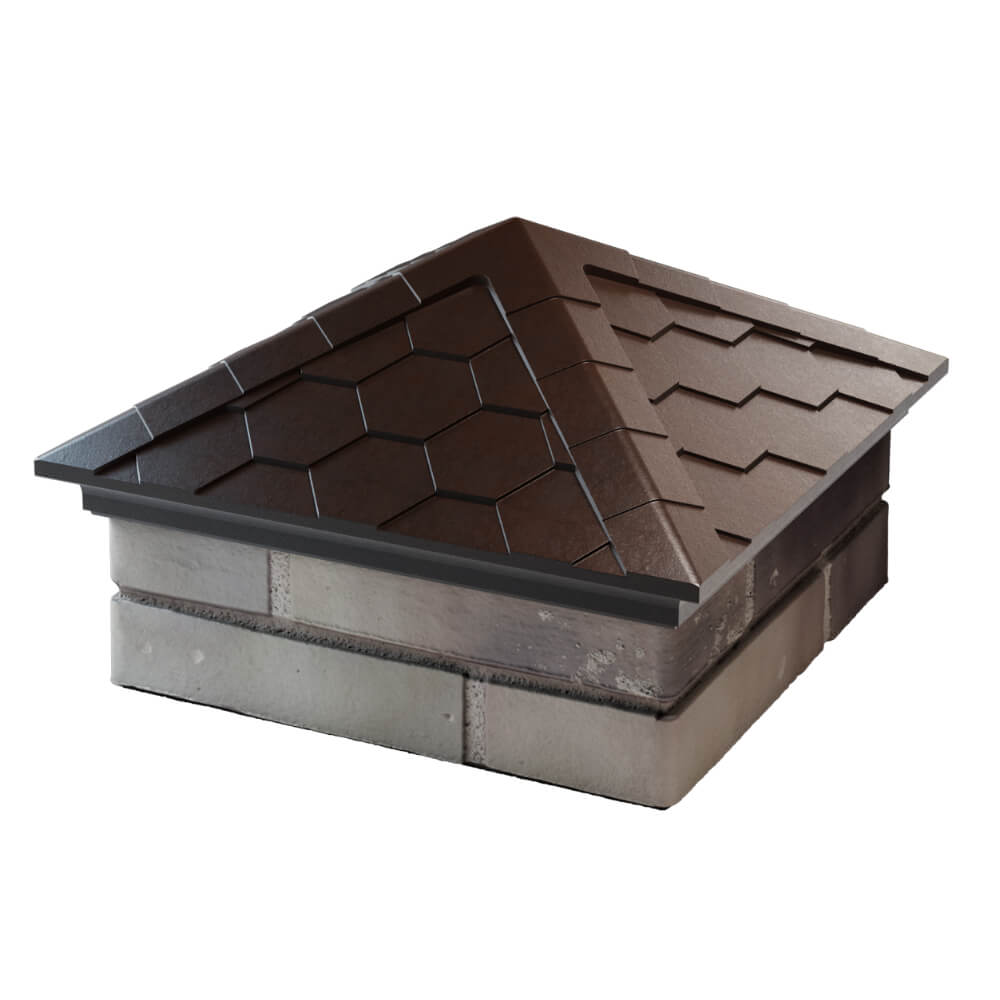 Колпак Zking Эверест Коричневый на столб 1.5х1.5 кирпича (390х390мм) в Вельске фото